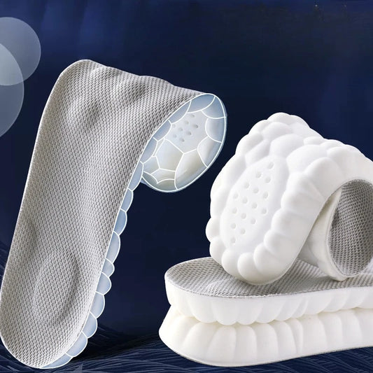 4D Latex Sport Insoles Soft High Elasticity Shoe Pads Breathable Running Basket Shoe Sole Arch Support Orthopedic Inserts Unisex